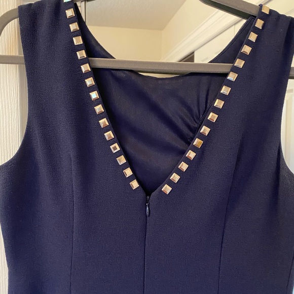 Adrianna Papell Navy cut out silver studded embellished dress - Picture 7 of 13